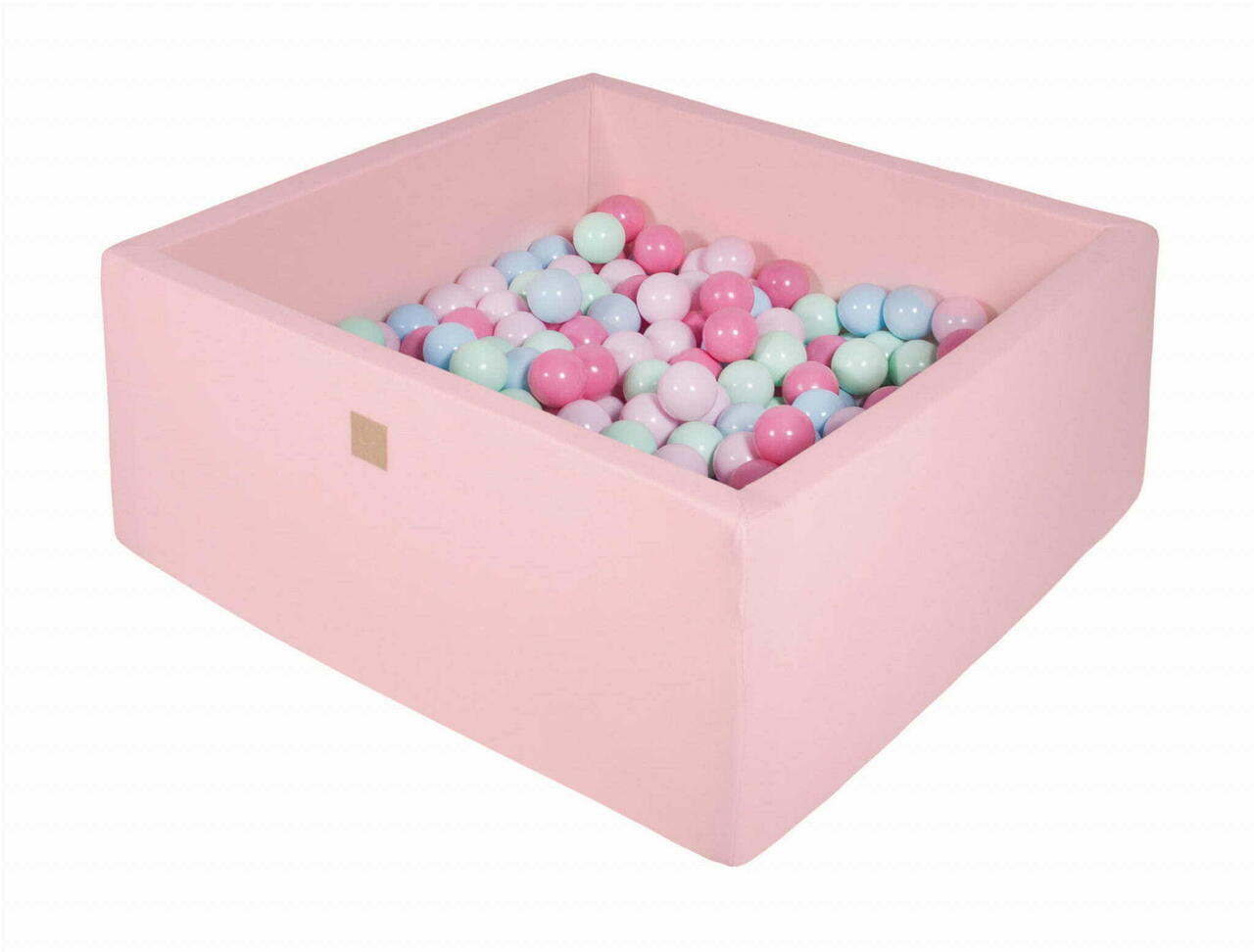 MeowBaby Foam Square Ball Pit 90x40cm with 200 Balls Light Pink